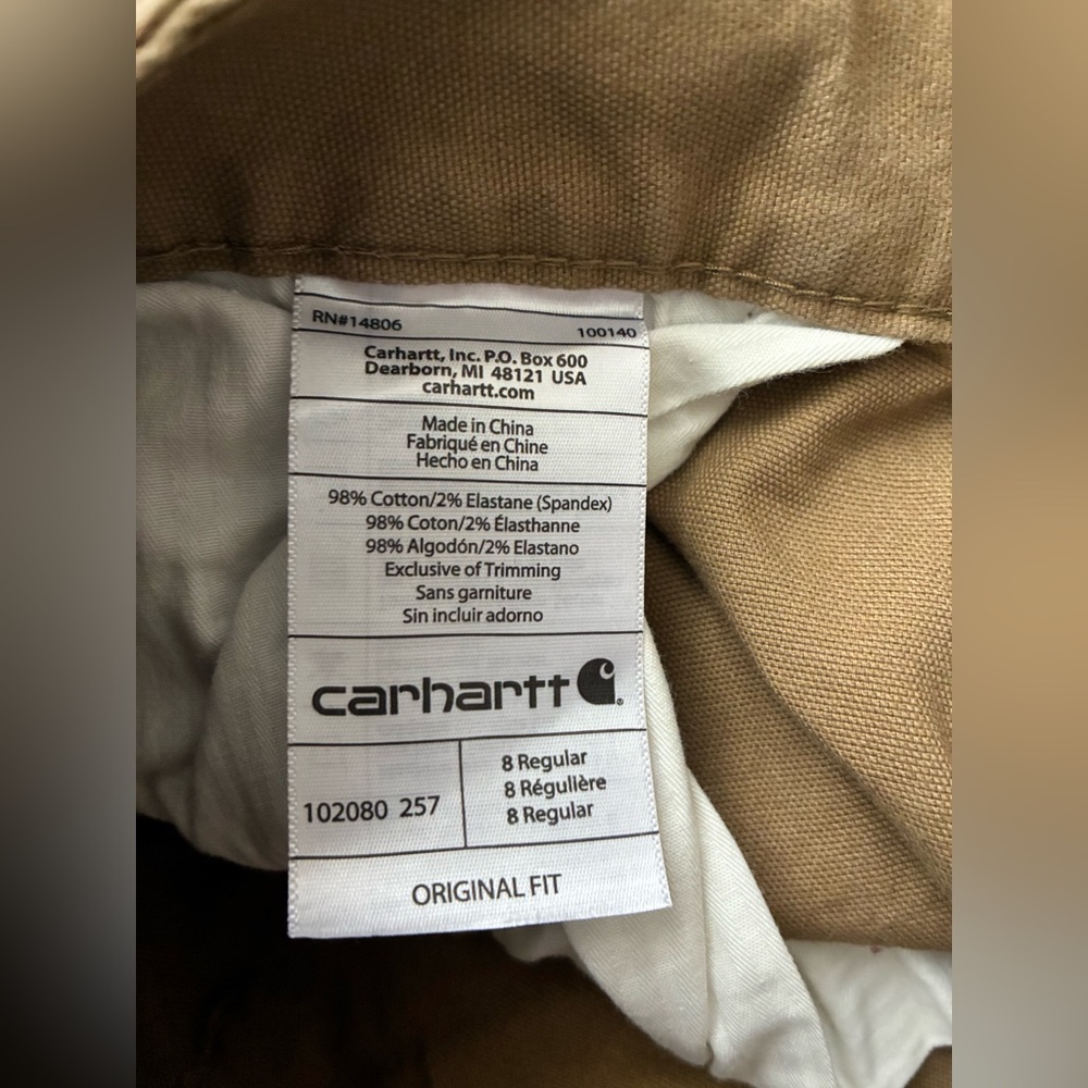 Carhartt Org. Fit Work Pants, Sz. 8, 5 Pocket Style/Side Pockets/Hammer Loop - Picture 5 of 11
